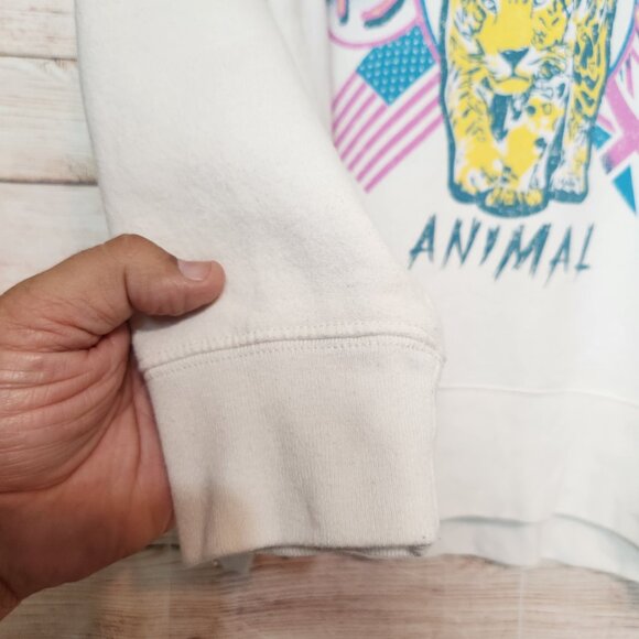 Def Leppard Sweatshirt Women's L Beige Pink 1987 Animal Retro Crewneck Ladies - Picture 5 of 13